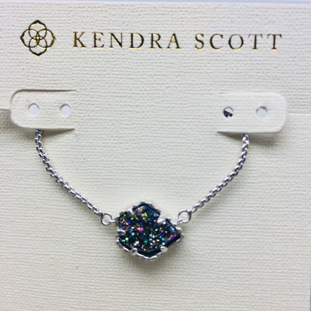 Kendra Scott Tess multi colored drusy necklace Silver Tone